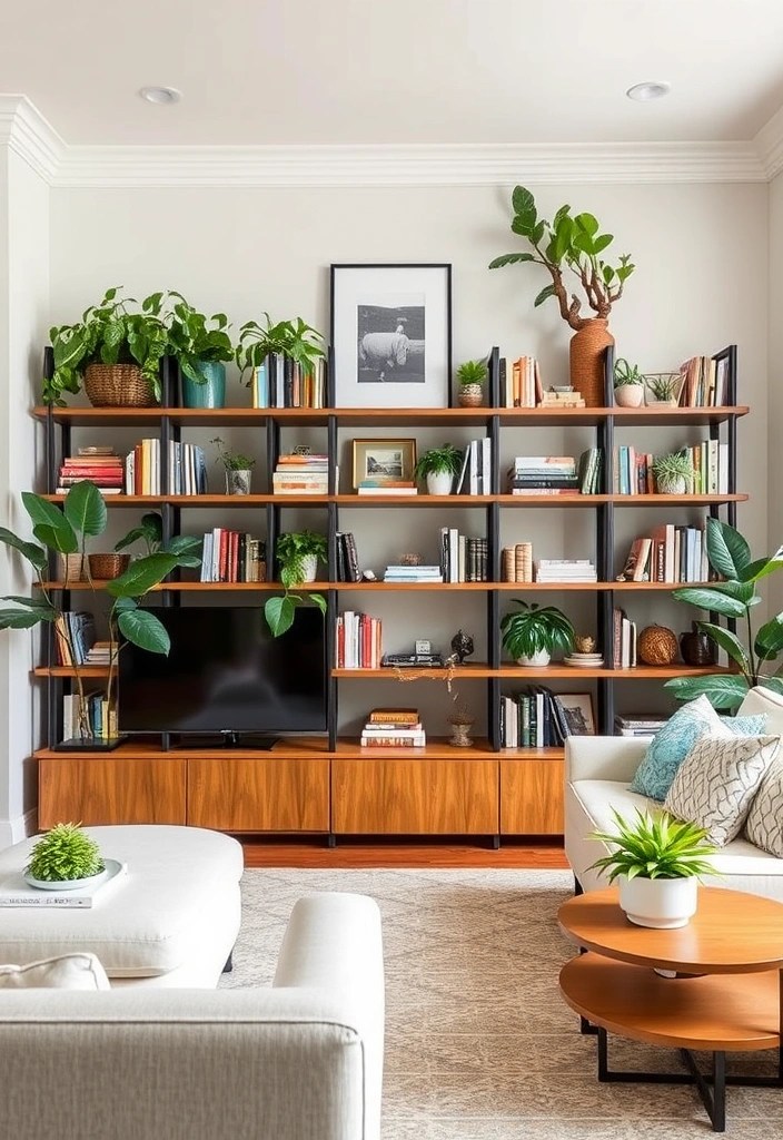20 Cozy Living Room Ideas That'll Make You Never Want to Leave Home Again! - 17. Open Shelving