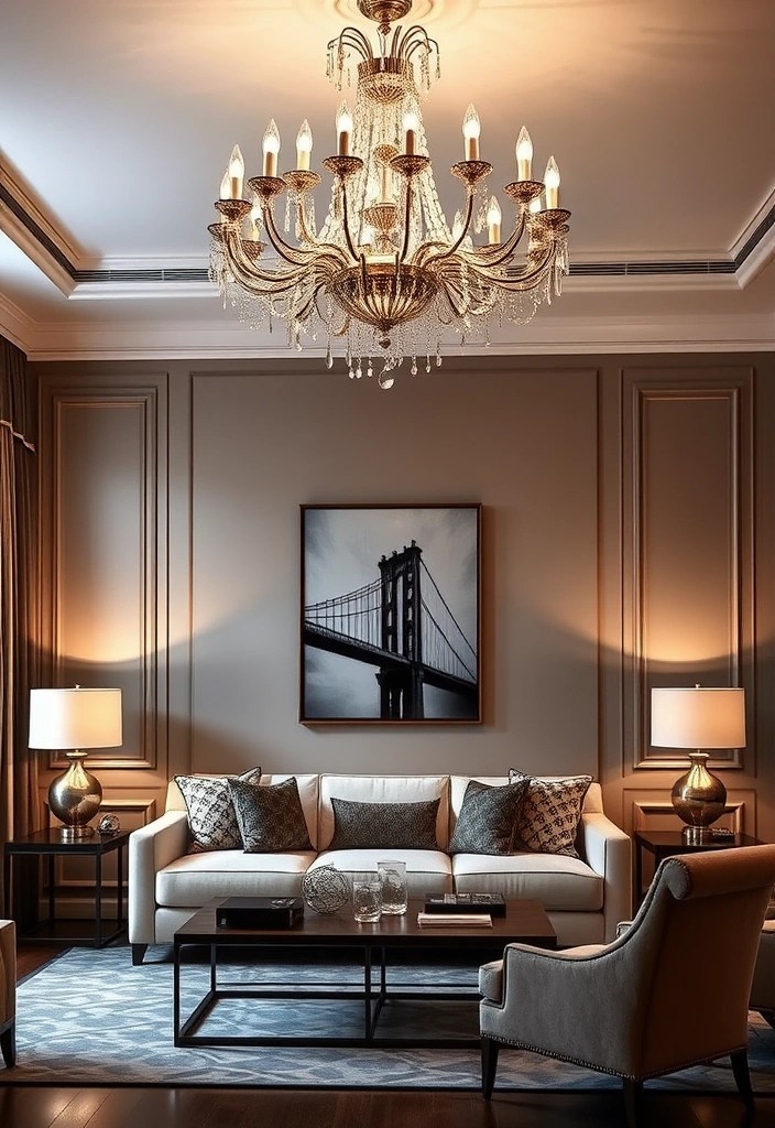 20 Cozy Living Room Ideas That'll Make You Never Want to Leave Home Again! - 8. Statement Lighting Fixtures