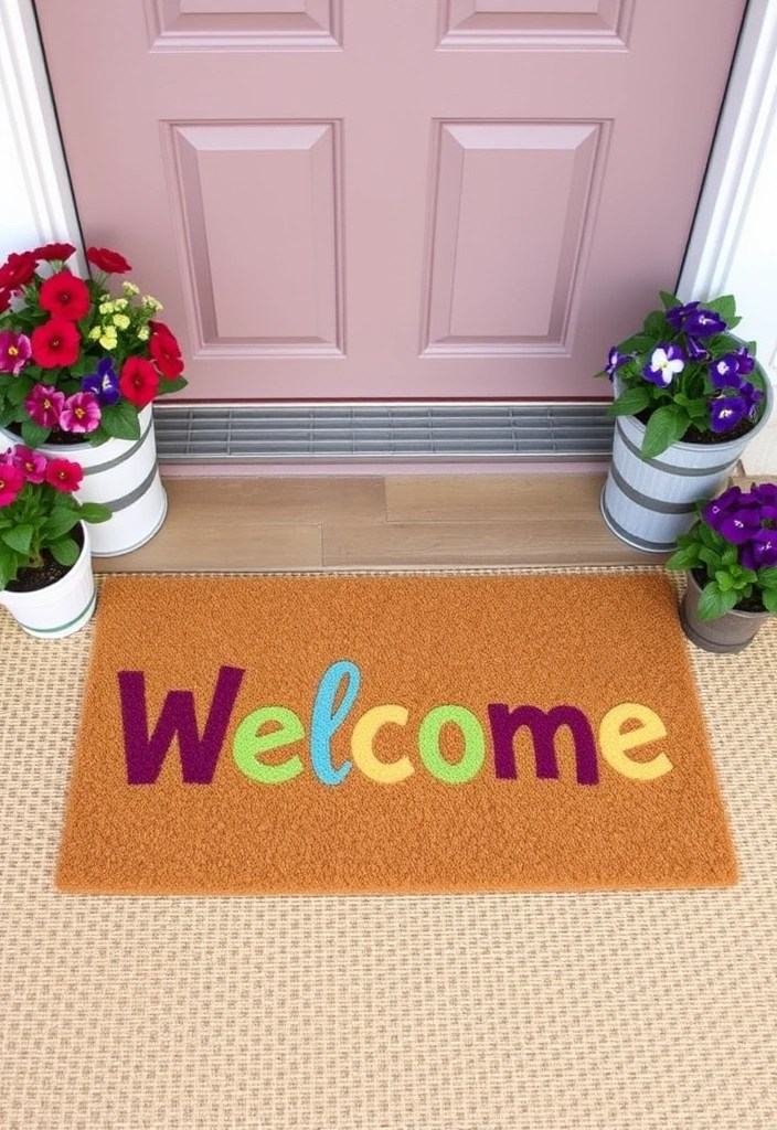 14 Welcoming Spring Entryway Decor Ideas to Impress Your Guests! - 2. Vibrant Door Mats