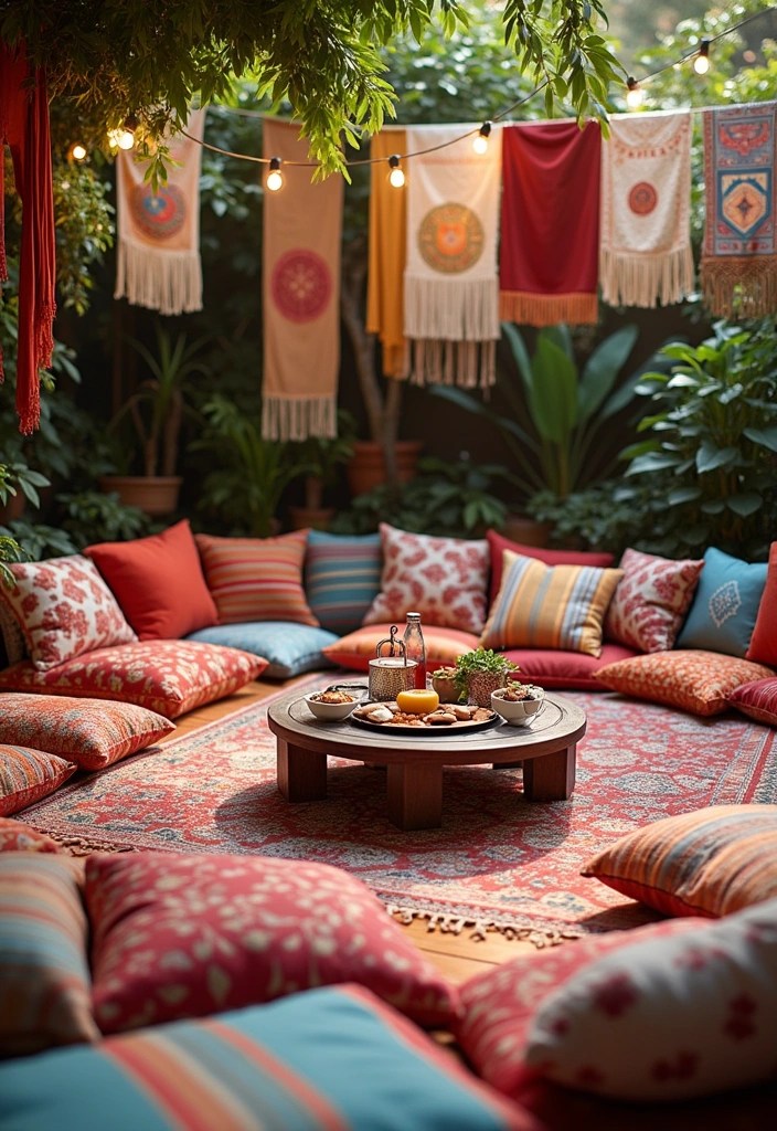 15 Patio Furniture Ideas That'll Transform Your Outdoor Space into a Cozy Oasis (You'll Love #7!) - 7. Bohemian Vibes with Floor Cushions