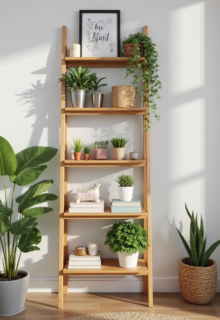 10 Brilliant Shelving Solutions That Will Transform Your Space! - 7. Ladder Shelves for an Artistic Touch