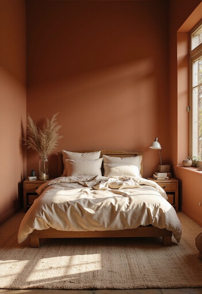 12 Vibrant Color Schemes to Brighten Up Your Bedroom (Warning: #7 Is Bold!) - 11. Earthy Calm: Terracotta and Soft Beige