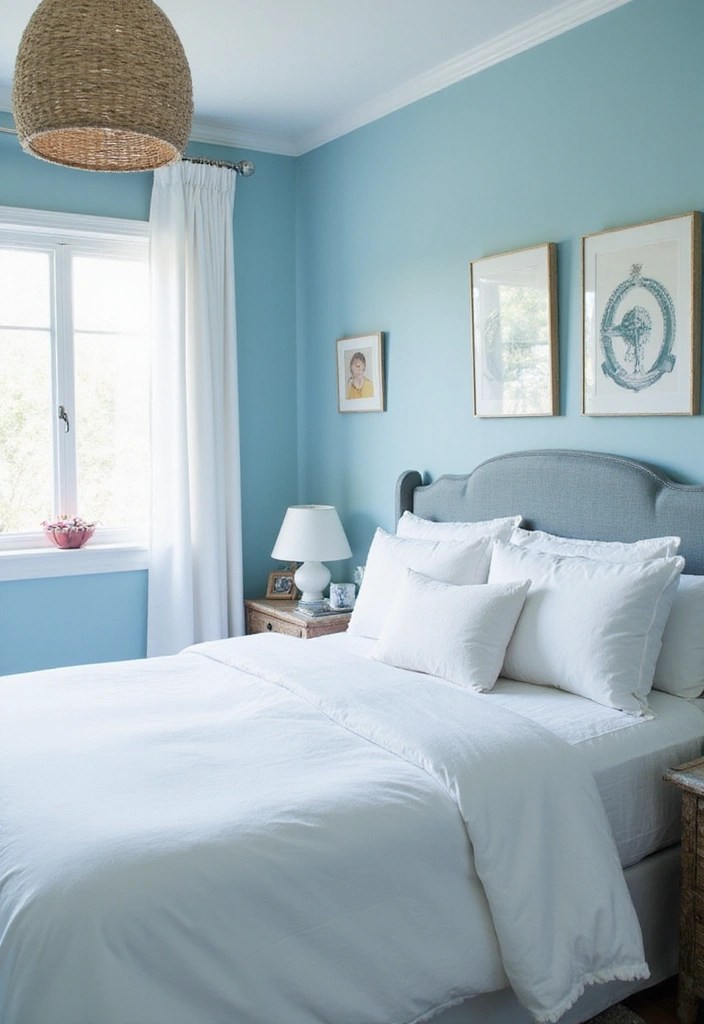 12 Vibrant Color Schemes to Brighten Up Your Bedroom (Warning: #7 Is Bold!) - 5. Ocean Breeze: Soft Blue and White