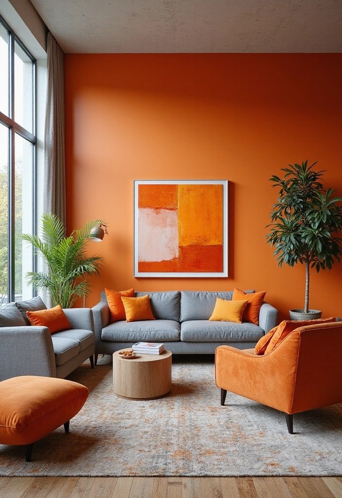 12 Vibrant Spring Color Ideas to Instantly Freshen Up Your Home! - 12. Vibrant Orange and Grey