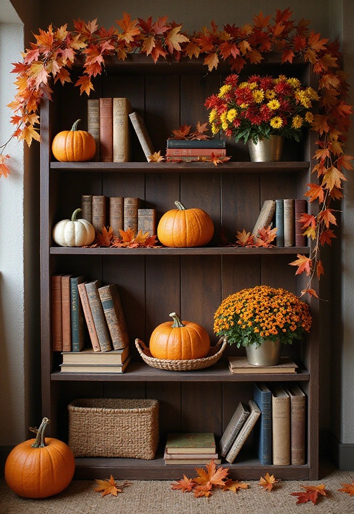 15 Bookcase Hacks to Transform Your Space into a Stylish Storage Haven! - 13. Incorporate Seasonal Decor
