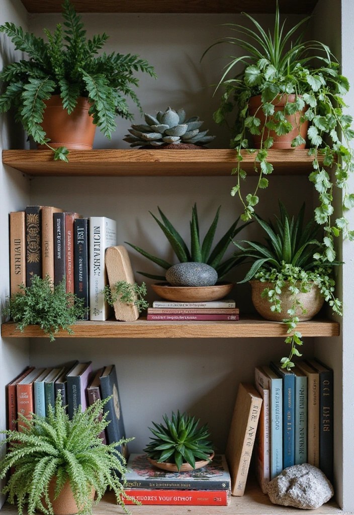 15 Bookcase Hacks to Transform Your Space into a Stylish Storage Haven! - 7. Incorporate Natural Elements