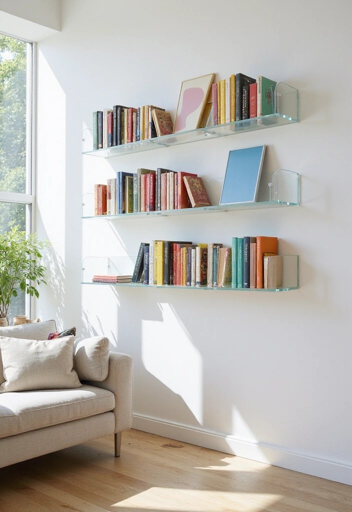 15 Chic Book Storage Ideas That Maximize Space and Style (Check Out #9!) - 14. Clear Acrylic Shelves: Modern Elegance