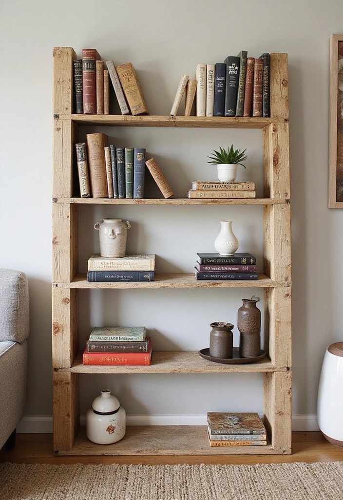 15 Chic Book Storage Ideas That Maximize Space and Style (Check Out #9!) - 15. DIY Pallet Bookshelves: Rustic Charm