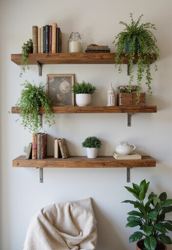 15 DIY Home Decor Projects That'll Transform Your Space in Minutes! - 2. Rustic Wooden Shelves