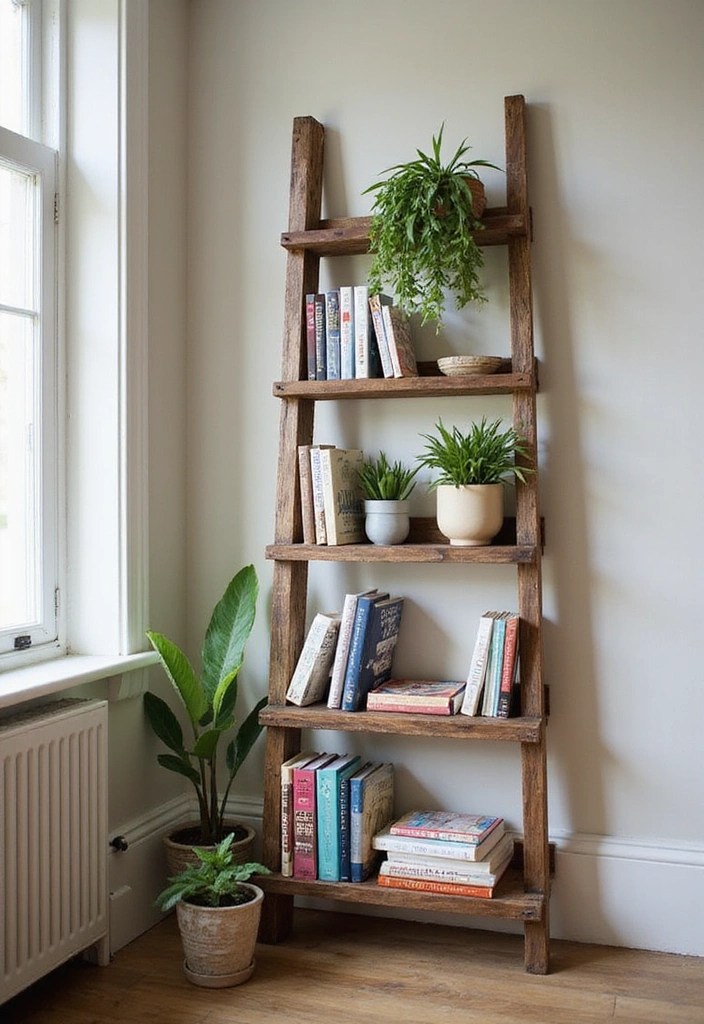 15 DIY Home Decor Projects That'll Transform Your Space in Minutes! - 8. Innovative Ladder Bookshelf