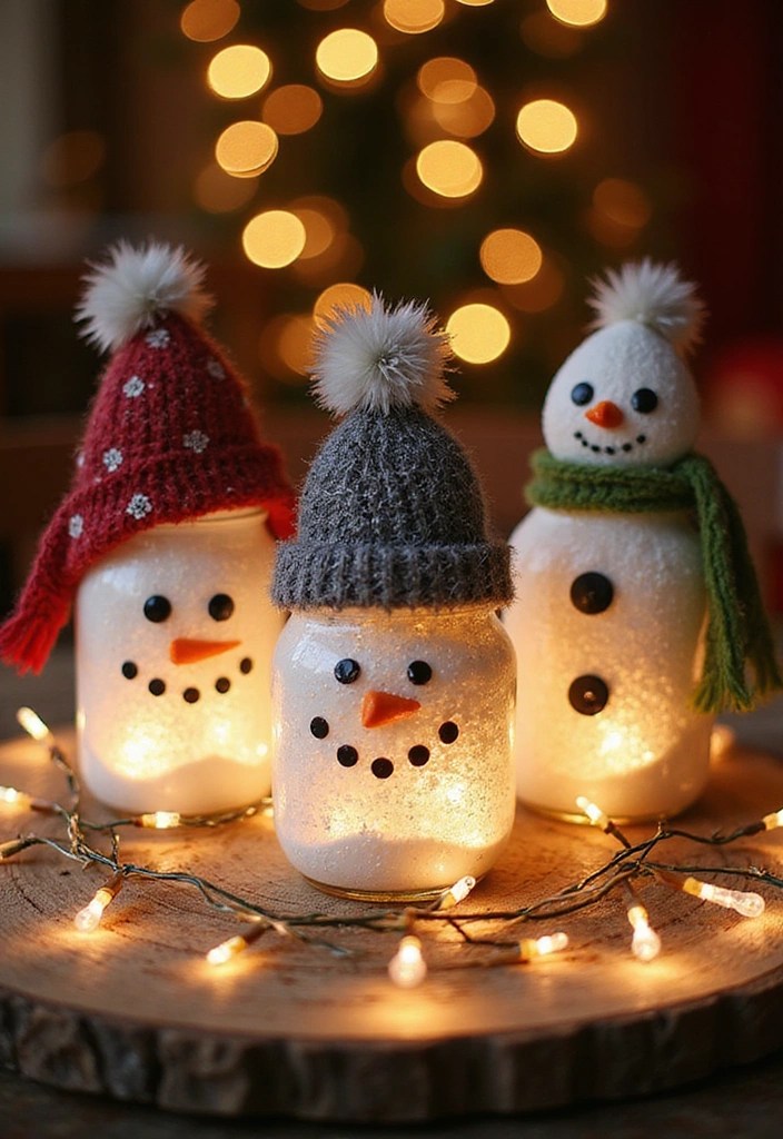 15 Fun Holiday Crafts to Brighten Up Your Home (You Won't Believe How Easy #7 Is!) - 6. Snowman Jars