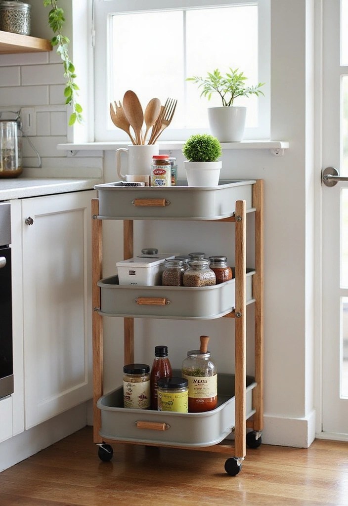 15 Kitchen Storage Solutions That'll Transform Your Cluttered Space into a Dream! - 7. Rolling Carts – Moveable Storage Solutions
