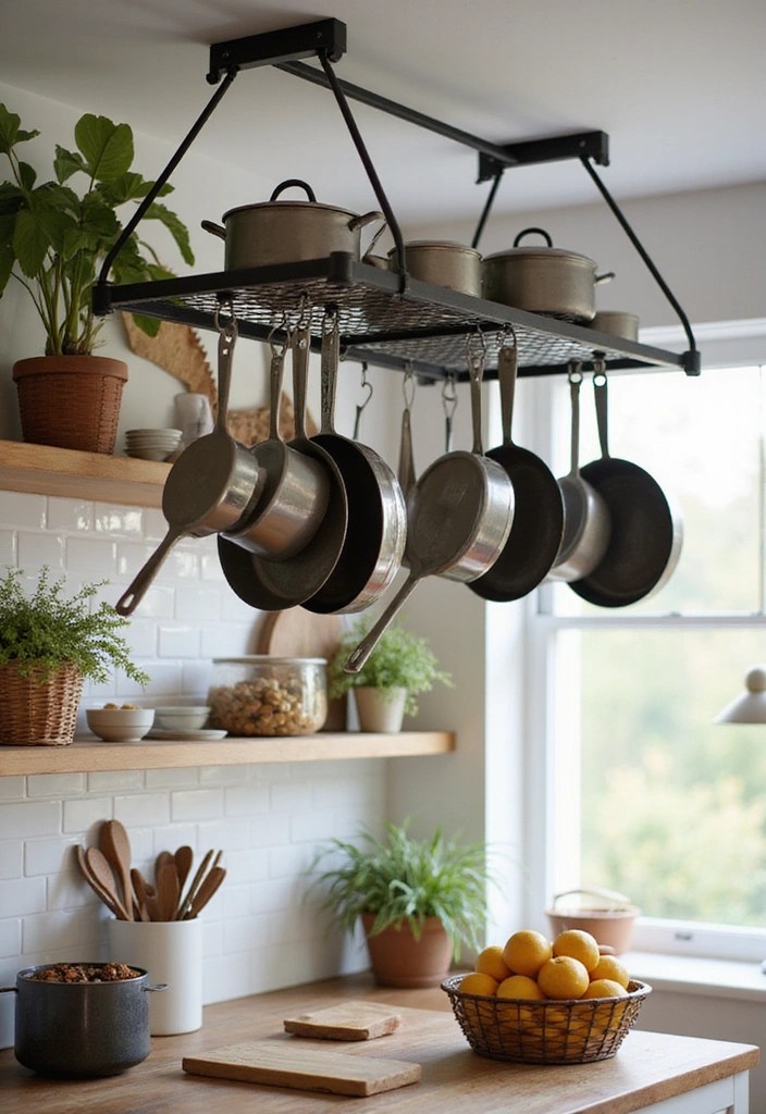 15 Kitchen Storage Solutions That'll Transform Your Cluttered Space into a Dream! - 8. Ceiling Storage Racks – Utilize Vertical Space
