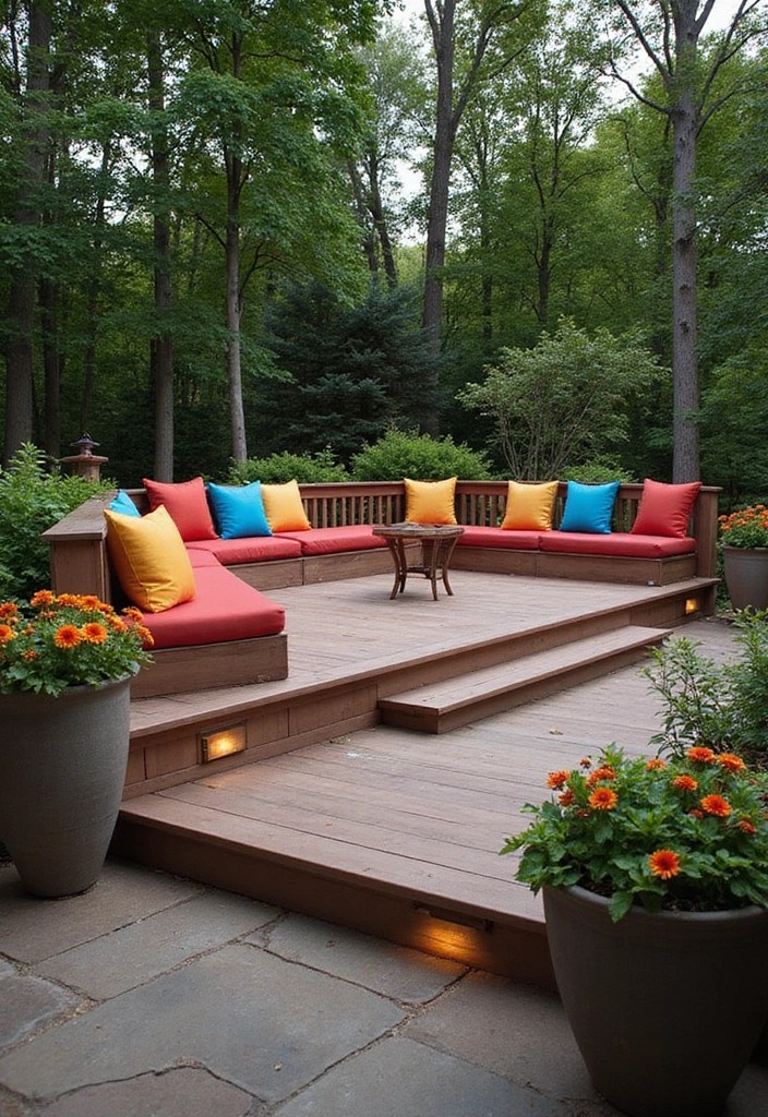 15 Stunning Outdoor Tables and Seating Solutions That'll Transform Your Backyard! - 11. Multi-Level Deck with Built-in Seating