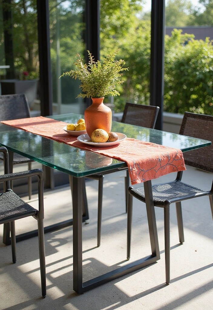 15 Stunning Outdoor Tables and Seating Solutions That'll Transform Your Backyard! - 5. Contemporary Glass Table for a Modern Touch