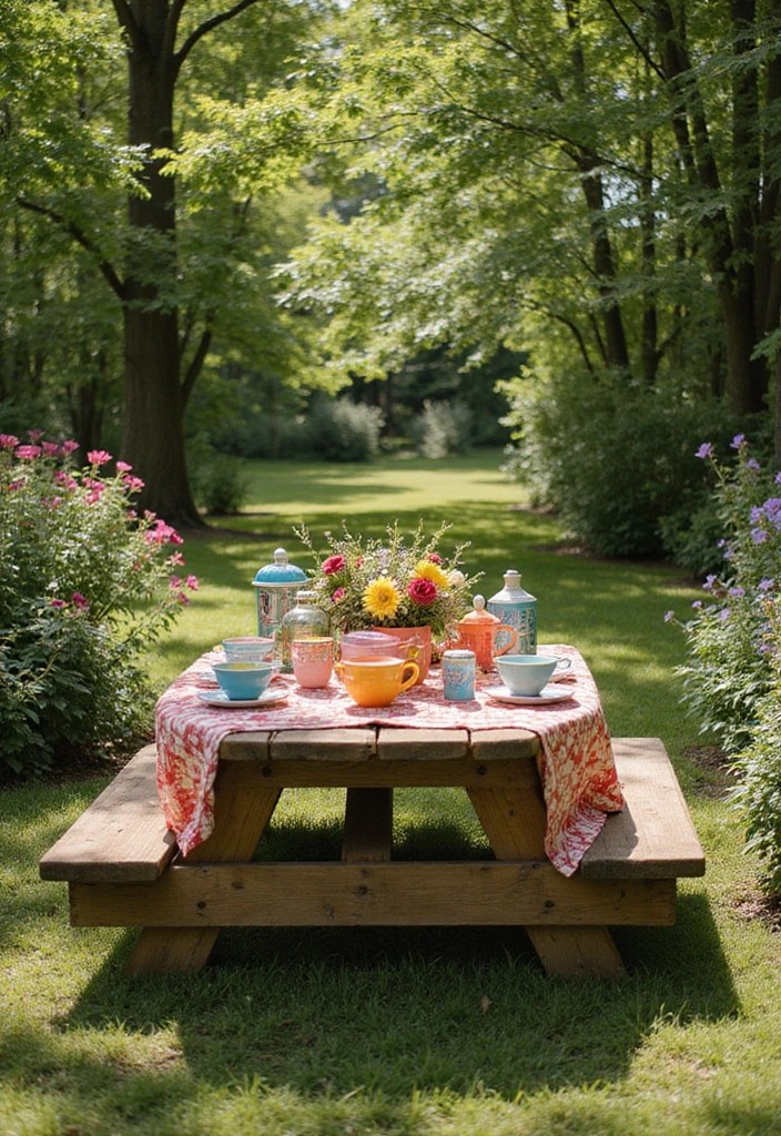 15 Stunning Outdoor Tables and Seating Solutions That'll Transform Your Backyard! - 9. Vintage Picnic Tables for a Classic Feel