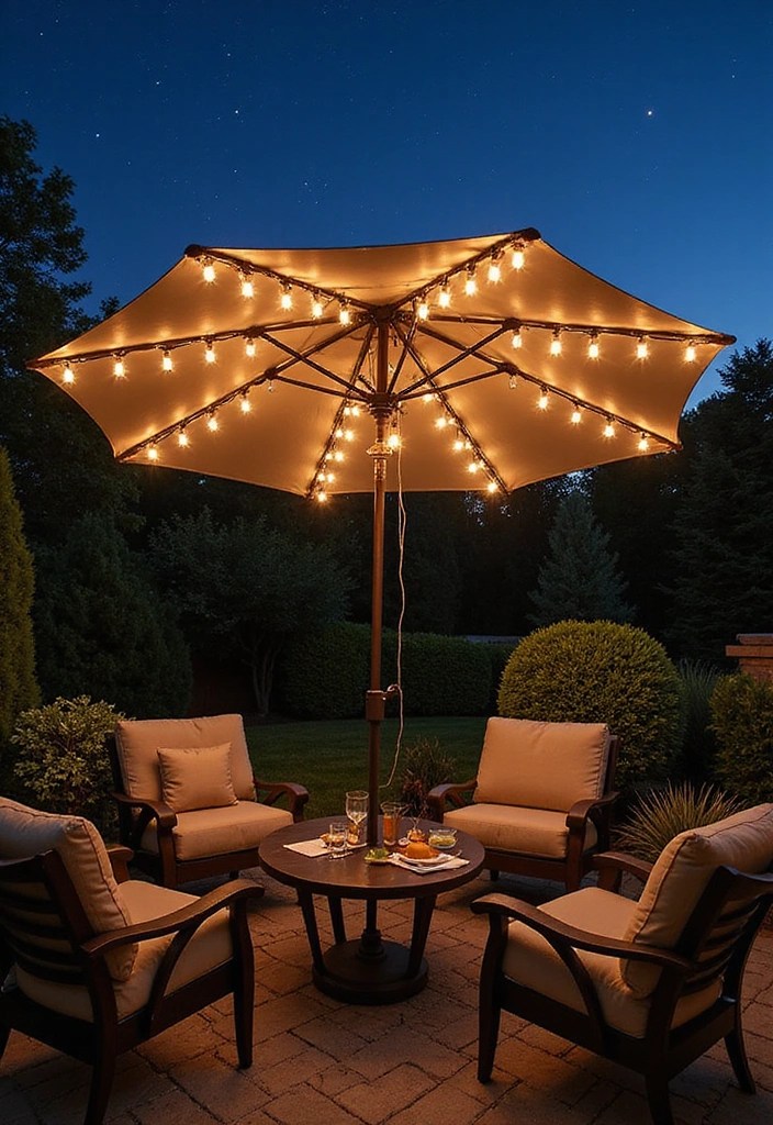 17 DIY Outdoor Lighting Ideas That Will Make Your Patio the Envy of the Neighborhood! - 13. Lighted Umbrella Stand