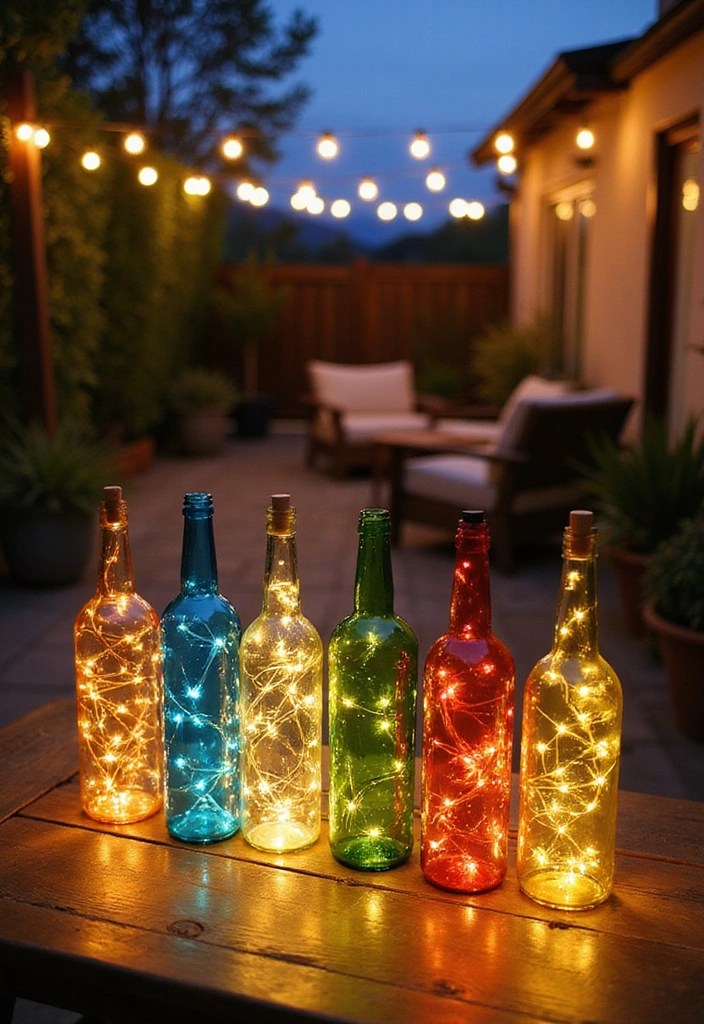 17 DIY Outdoor Lighting Ideas That Will Make Your Patio the Envy of the Neighborhood! - 6. Upcycled Wine Bottle Lights