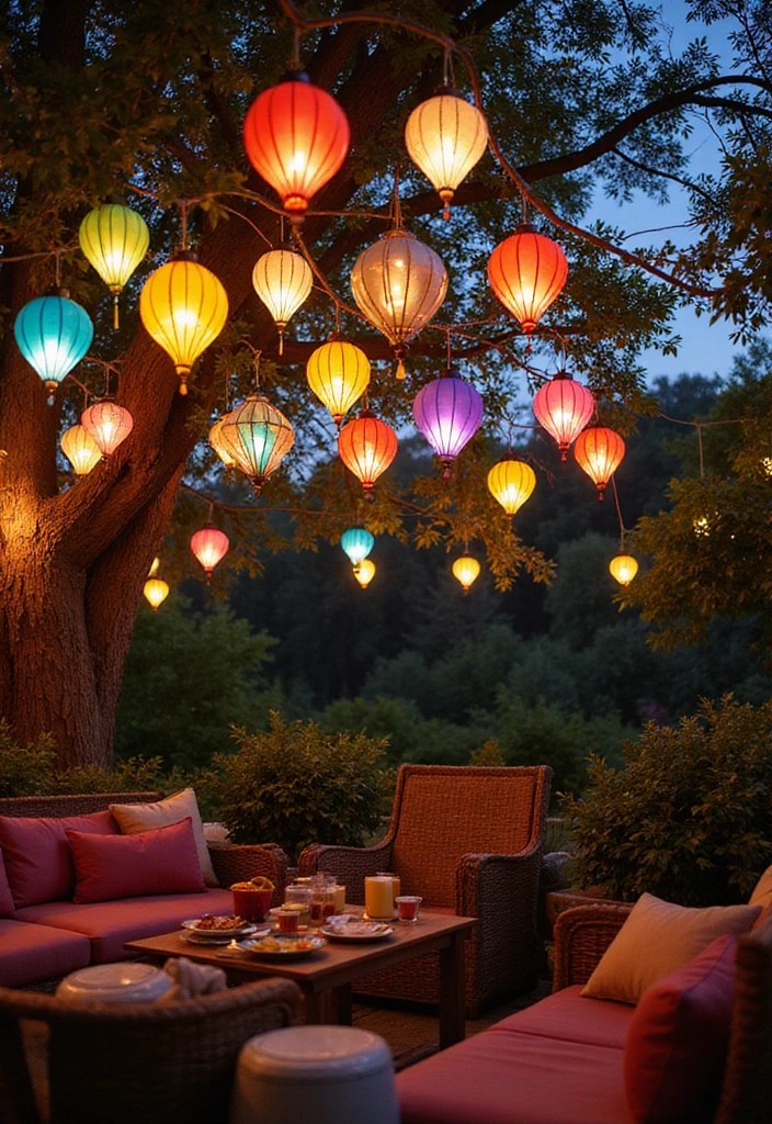 17 DIY Outdoor Lighting Ideas That Will Make Your Patio the Envy of the Neighborhood! - 7. Colorful Lanterns