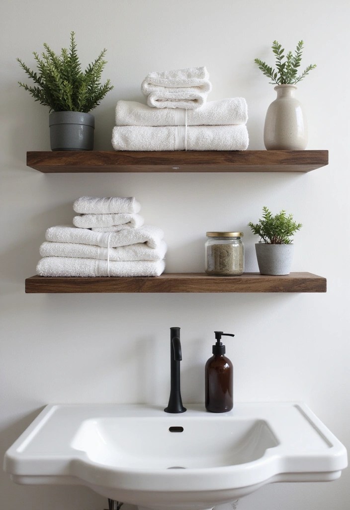 19 Affordable Bathroom Updates That'll Make You Feel Like You're at a Spa! - 12. Floating Shelves