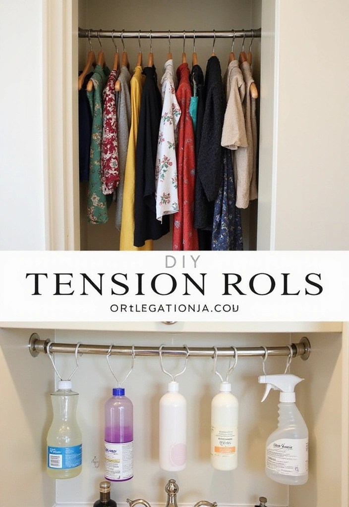 20 Amazing Home Organization Hacks That Will Change Your Life (You Won't Believe #11!) - 12. Tension Rods for Hidden Storage