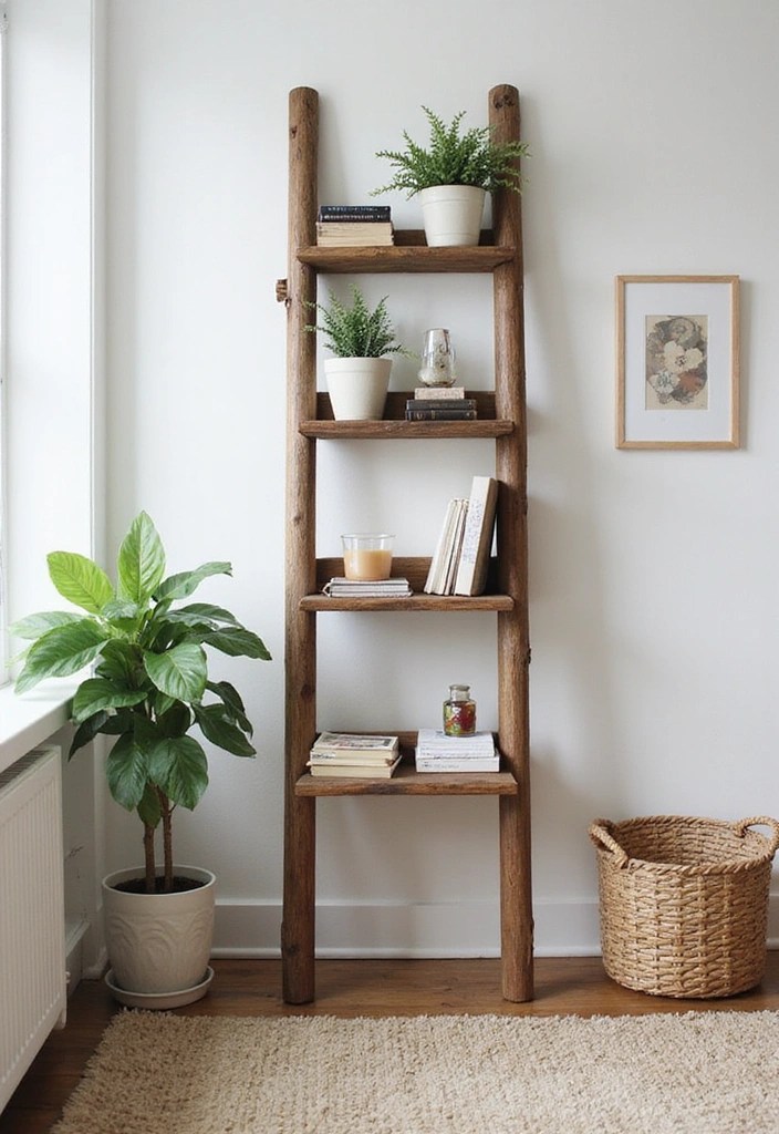 21 Stunning Bedroom Decor Transformations Under $100 (You Won't Believe #9!) - 16. Upcycled Ladder Shelf