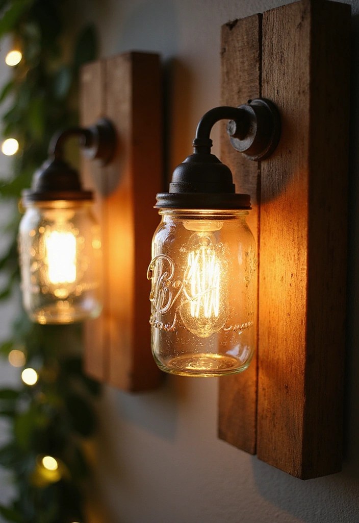 25 DIY Home Decor Projects That Will Transform Your Space for Under $50! - 1. Upcycled Mason Jar Sconces