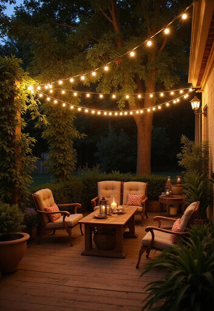 25 Patio Decor Ideas That'll Make Your Backyard the Ultimate Summer Hangout! - 21. Romantic String Lights