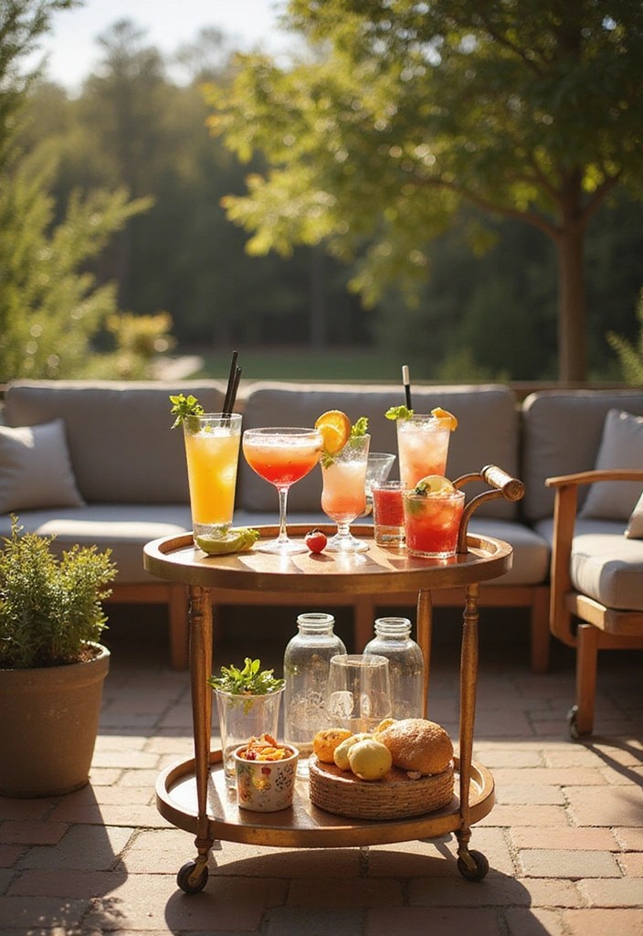 25 Patio Decor Ideas That'll Make Your Backyard the Ultimate Summer Hangout! - 7. Stylish Outdoor Bar Cart