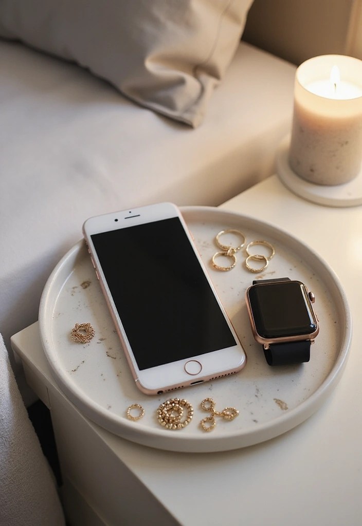 Discover 11 Chic Bedside Charging Solutions That Blend Style with Functionality! - 4. Decorative Charging Tray