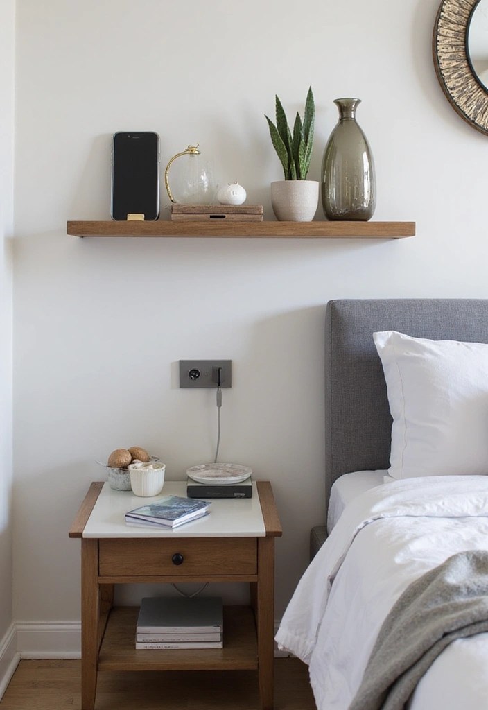 Discover 11 Chic Bedside Charging Solutions That Blend Style with Functionality! - 7. Floating Shelf with Charging Ports