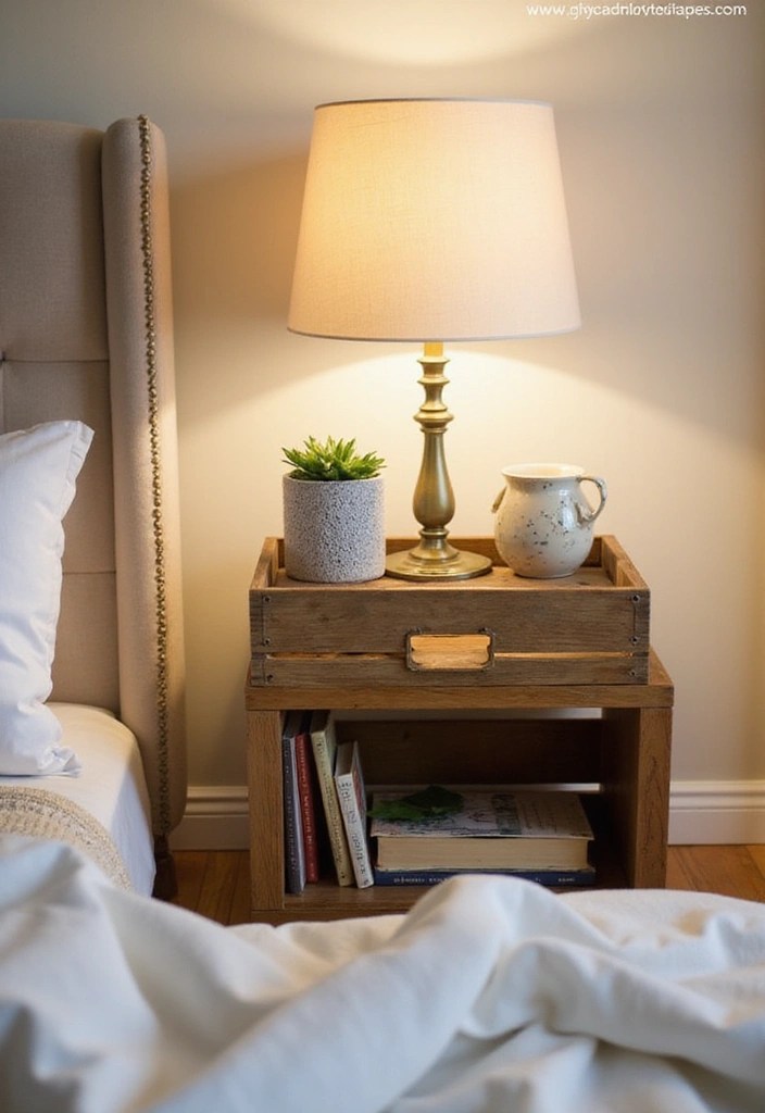 Top 10 Creative Bedside Table Ideas to Maximize Your Space (Number 3 Is Genius!) - 4. Repurposed Wooden Crates