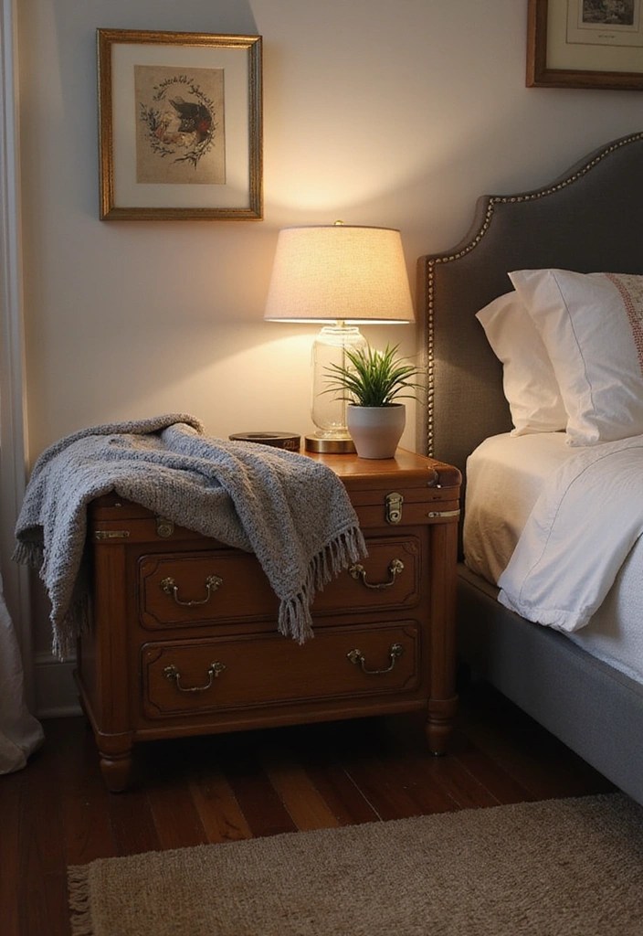 Top 10 Creative Bedside Table Ideas to Maximize Your Space (Number 3 Is Genius!) - 6. Vintage Suitcase Nightstand