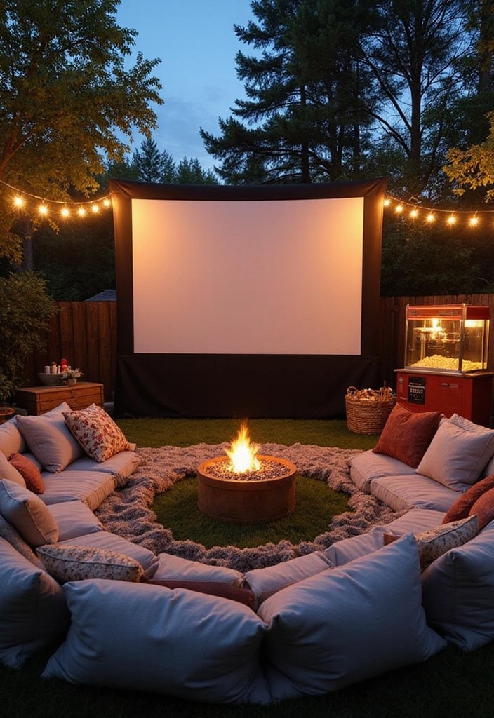 16 Backyard Layout Ideas That'll Transform Your Outdoor Space into a Paradise! - 8. Cozy Outdoor Movie Theater