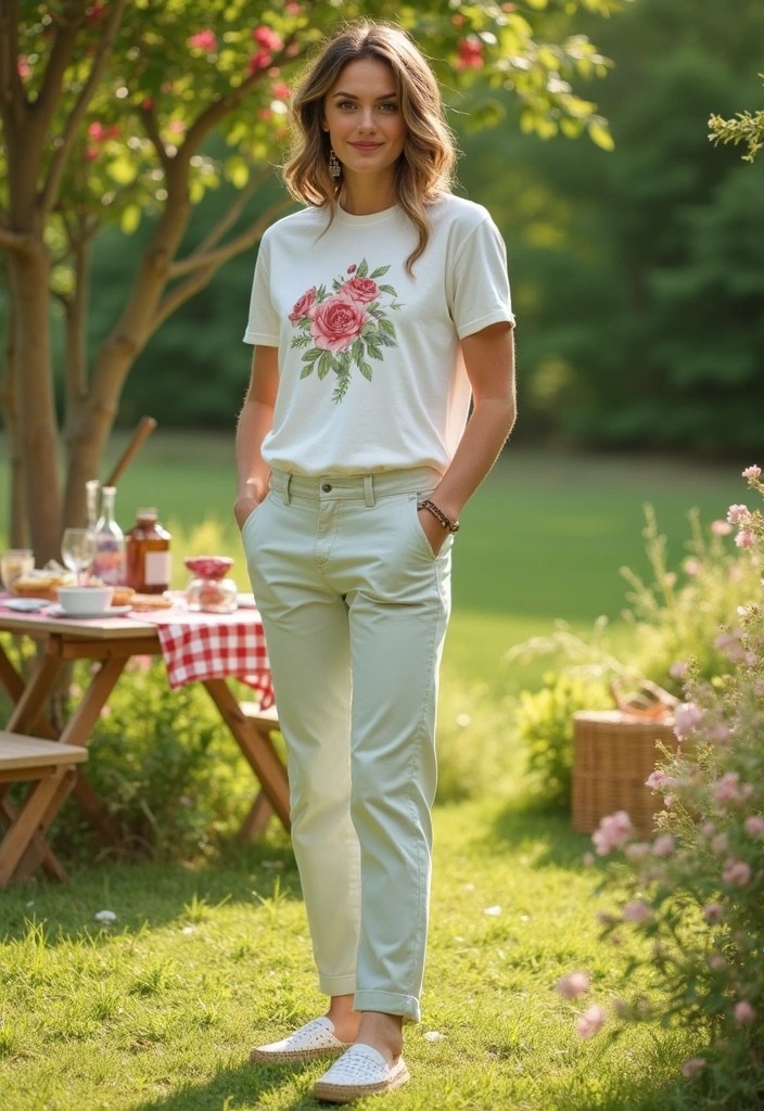 17 Casual Spring Outfits That'll Make You the Style Star of Every Picnic! - 3. Light Chino Pants and a Graphic Tee