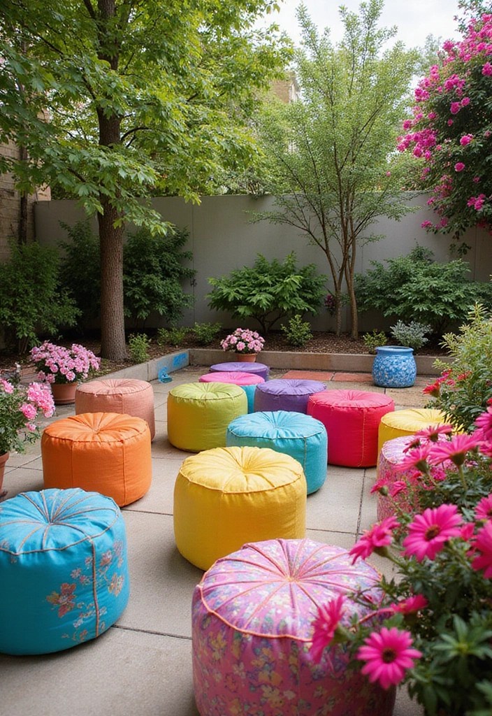 20 Stunning Outdoor Seating Ideas That Will Transform Your Patio Into a Relaxation Oasis! - 19. Colorful Poufs