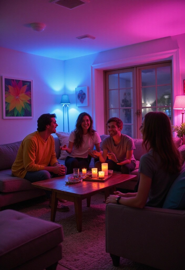 22 Spring Lighting Decor Tips That Will Create a Cozy Ambiance (You’ll Love #13!) - 11. Create a Mood with Colorful Lighting