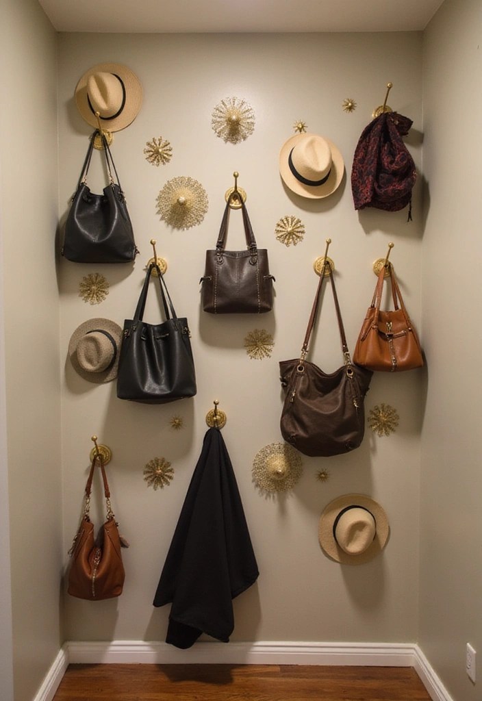 24 Closet Hacks That Will Double Your Storage Space (Marie Kondo Would Be Proud!) - 12. Install Hooks for Bags and Hats