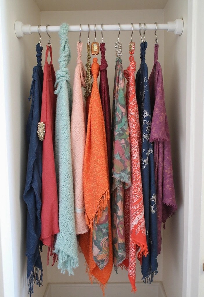 24 Closet Hacks That Will Double Your Storage Space (Marie Kondo Would Be Proud!) - 7. Use Tension Rods for Scarves and Accessories