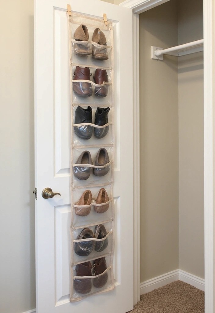 24 Closet Hacks That Will Double Your Storage Space (Marie Kondo Would Be Proud!) - 8. Store Shoes Vertically with Over-the-Door Organizers