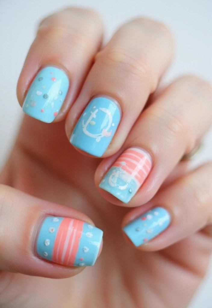 12 Pastel Nail Designs That Perfectly Capture the Essence of Summer! - 5. Nautical Pastel Manicure