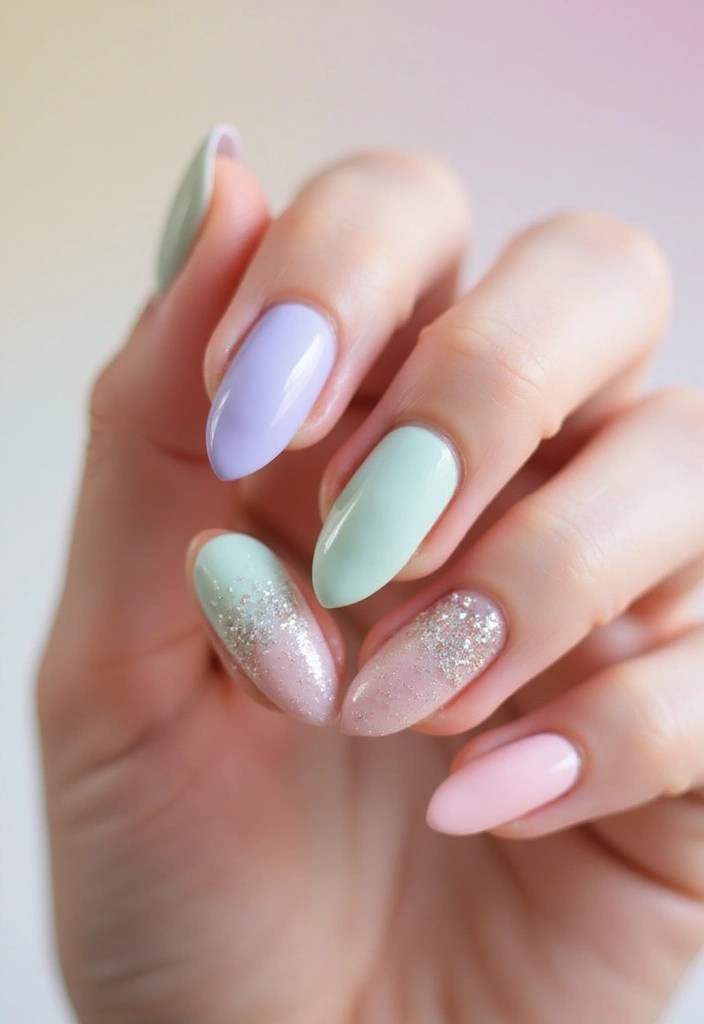 12 Pastel Nail Designs That Perfectly Capture the Essence of Summer! - 6. Sparkling Pastel Glitter