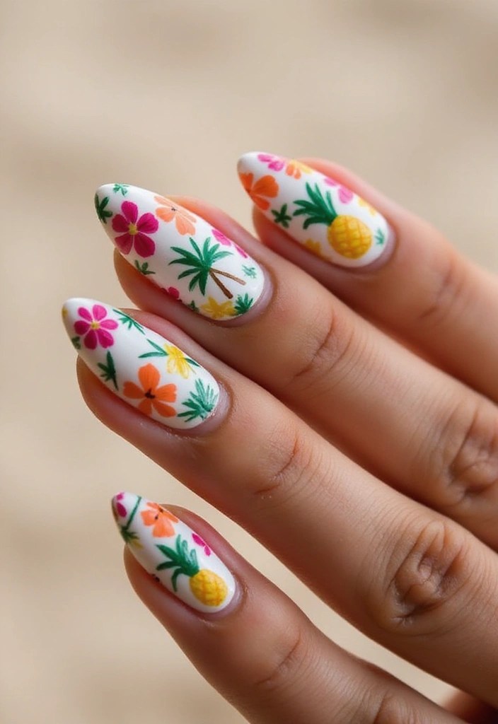 20 Stunning Acrylic Nail Designs That Will Leave You Breathless (Wait Until You See #12!) - 18. Tropical Vibes