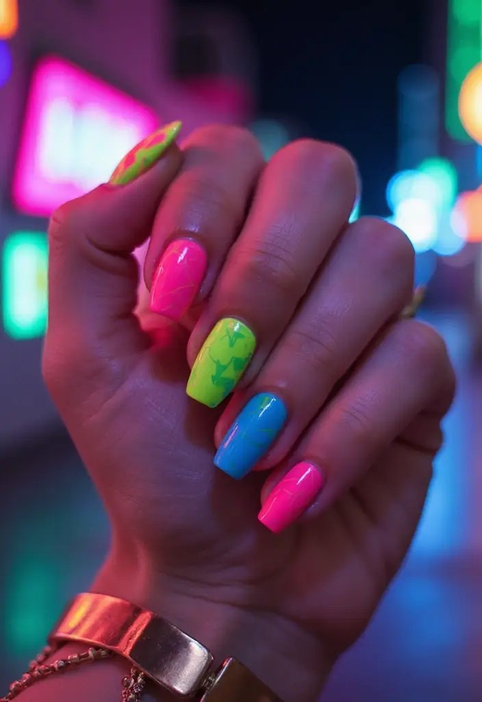 25 Stunning Summer Nails 2025 Ideas That Will Make You the Center of Attention! - 3. Neon Glow