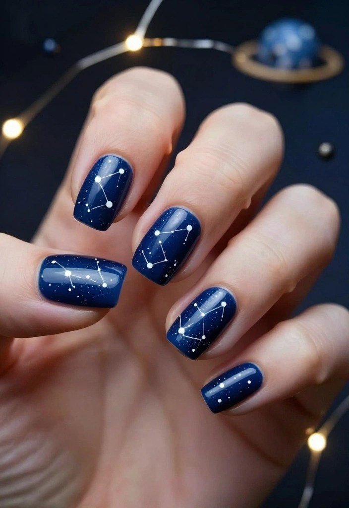 12 Must-Try Winter Blue Nails That Will Keep Your Nails Healthy and Gorgeous! - 2. Navy Night Sky 1