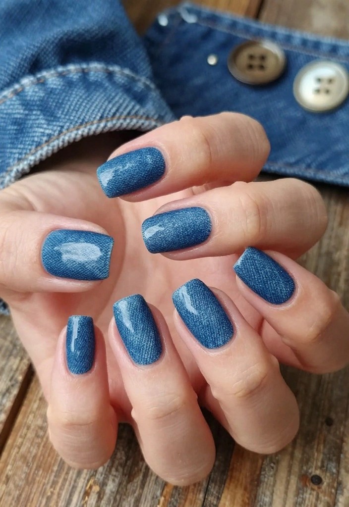12 Must-Try Winter Blue Nails That Will Keep Your Nails Healthy and Gorgeous! - 4. Denim Chic 1