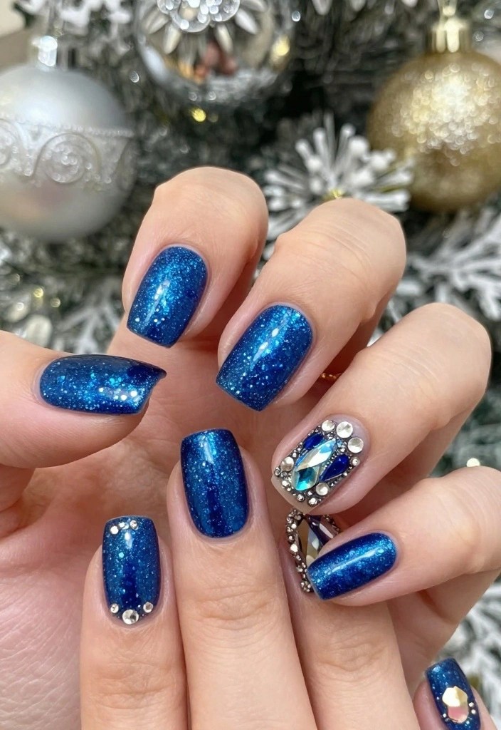 12 Must-Try Winter Blue Nails That Will Keep Your Nails Healthy and Gorgeous! - 7. Sapphire Sparkle 1