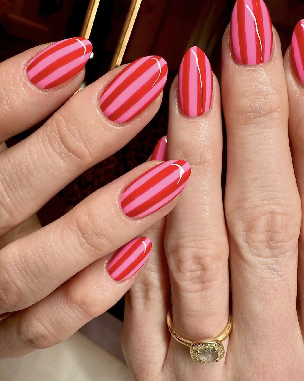 15 Adorable Valentine's Nail Ideas That'll Make You Fall in Love at First Sight! - 10. Sweet Candy Stripes 1
