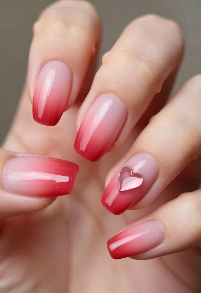 15 Adorable Valentine's Nail Ideas That'll Make You Fall in Love at First Sight! - 4. Sweetheart Ombre 1