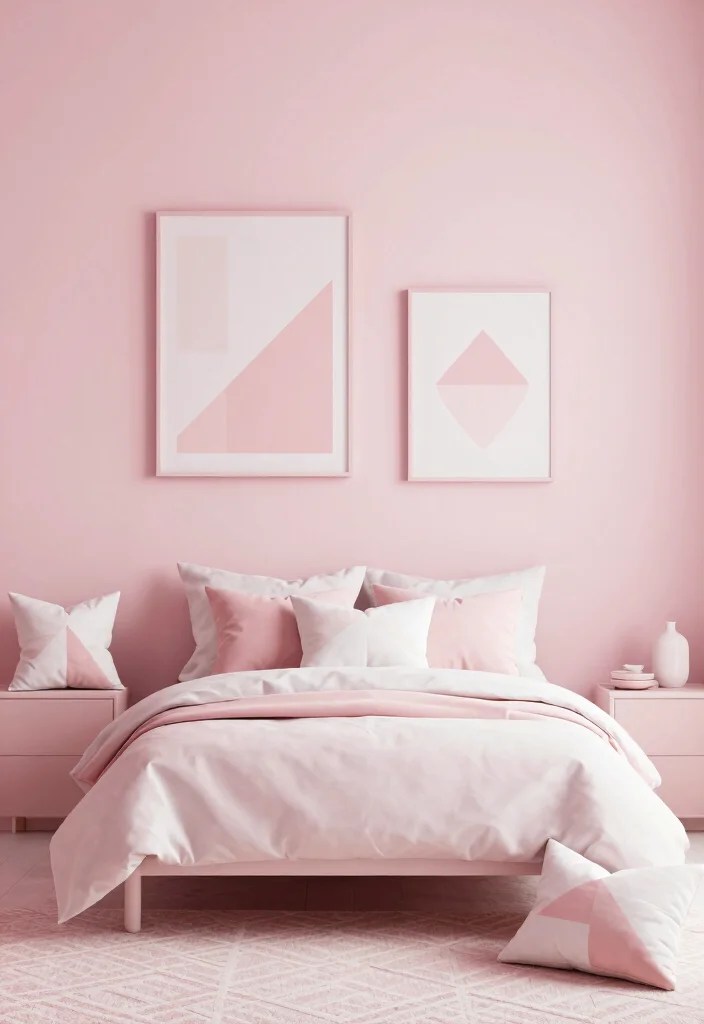15 Minimalist Pink Bedroom Ideas to Create Your Perfect Oasis! - 11. Geometric Shapes 1